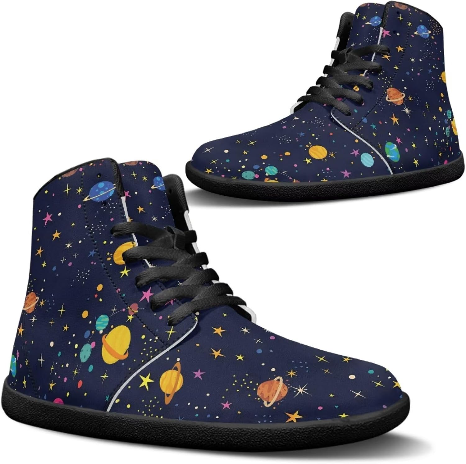 

Женские и мужские высокие кроссовки без подошвы, с шнуровкой, из ПУ-кожи, водонепроницаемые, противоскользящие и повседневные Goronwyfloyd, Planet and Starry
