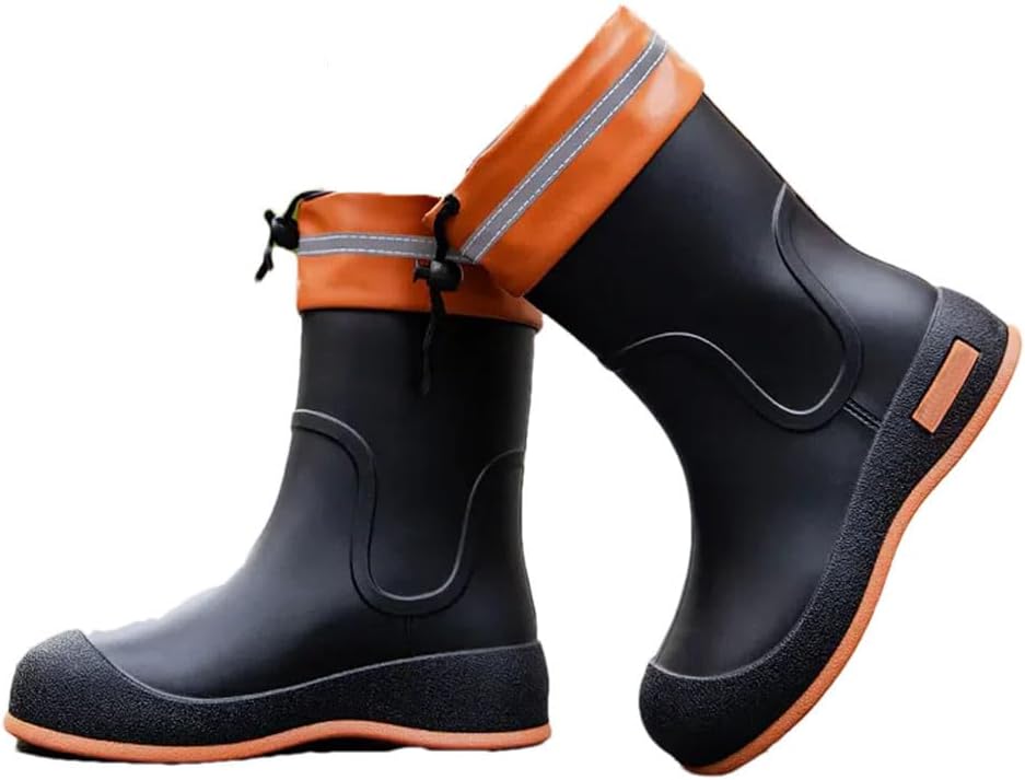 

Унисекс модные резиновые сапоги для взрослых, короткие водонепроницаемые ботинки с нескользящей подошвой, утолщенные для дождливой погоды Generic, черный