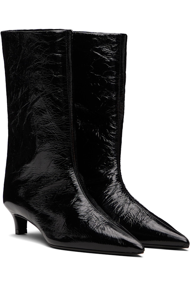 Сапоги из мятой телячьей кожи Jil Sander, черный — фото 4