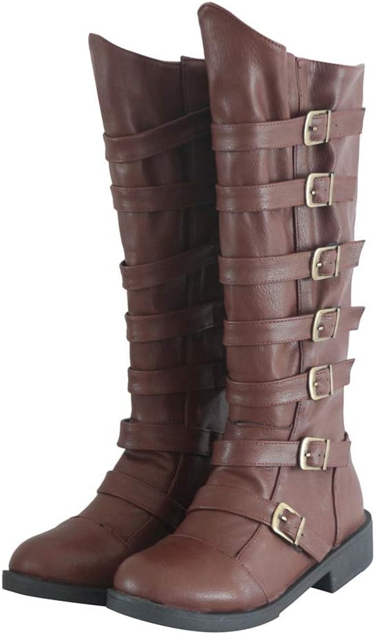 

Мужские ботинки ACE SHOCK в стиле стимпанк, ренессанс, средневековые, для косплея, западные ковбойские и пиратские костюмные ботинки на Хэллоуин, коричневый