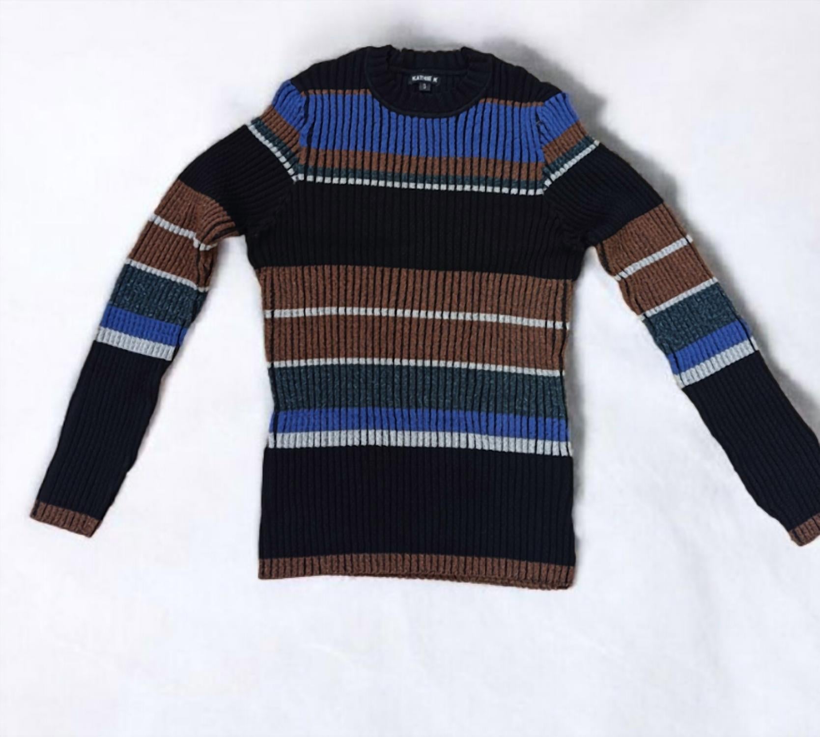 

Женский текстурированный трикотажный свитер синего цвета Kathie K, синий