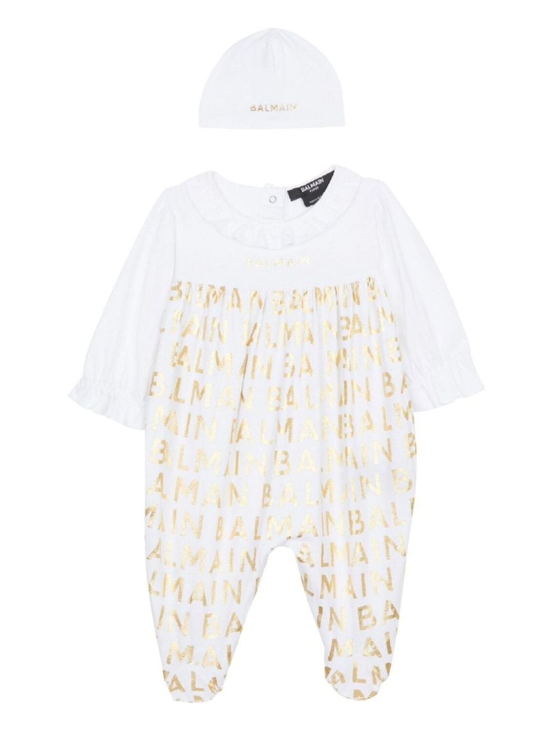 

Balmain Kids комплект из комбинезона и шапки с логотипом, белый