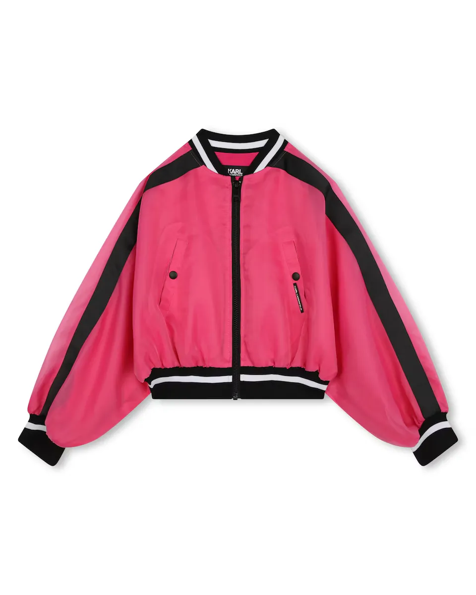 

Куртка-бомбер для девочки на молнии Karl Lagerfeld Kids, розовый