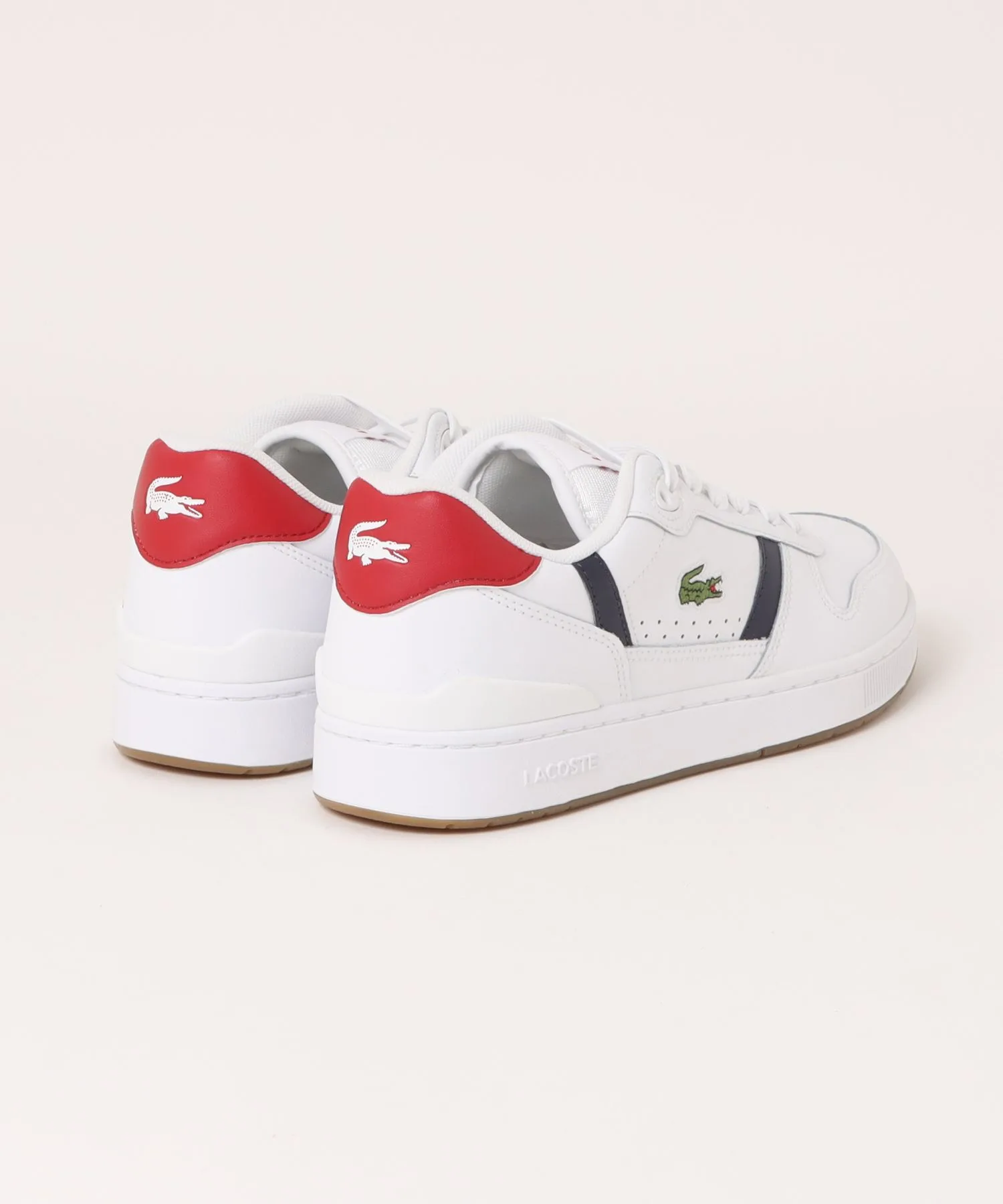 Мужские кроссовки из кожи LACOSTE T-CLIP SET 224 8 SMA белые — фото 2