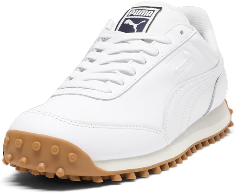 Мужские кроссовки PUMA Fast Rider Navy с белыми шнурками, повседневные- белые — фото 2