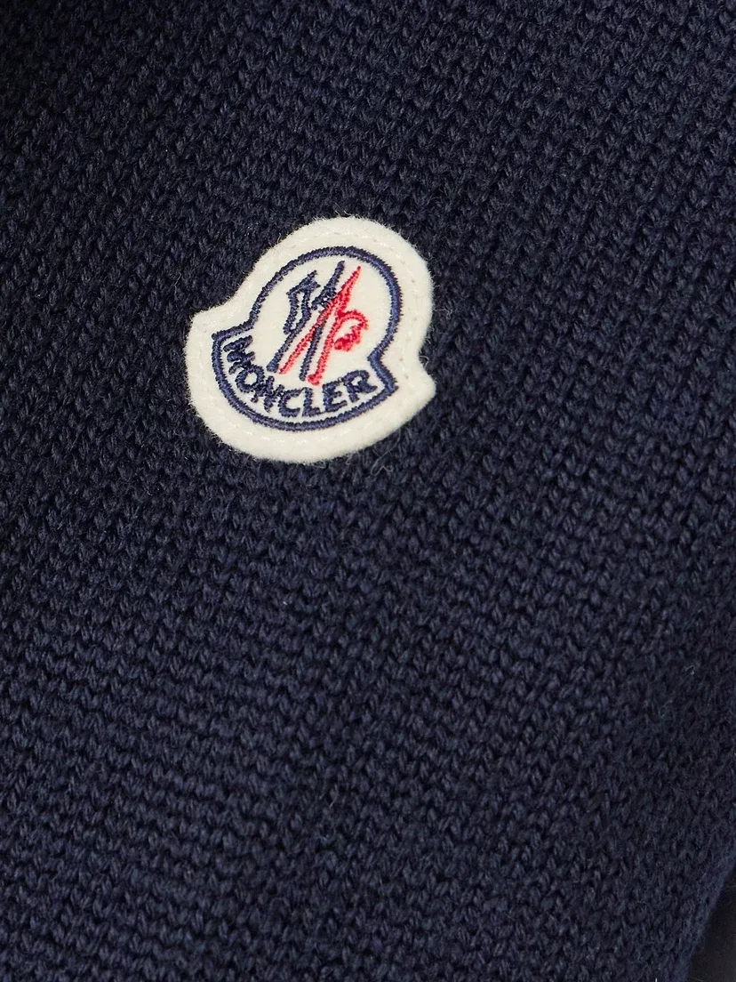 Кардиган из шерсти и стеганой нейлоновой ткани с пуховым наполнителем MONCLER, синий — фото 4