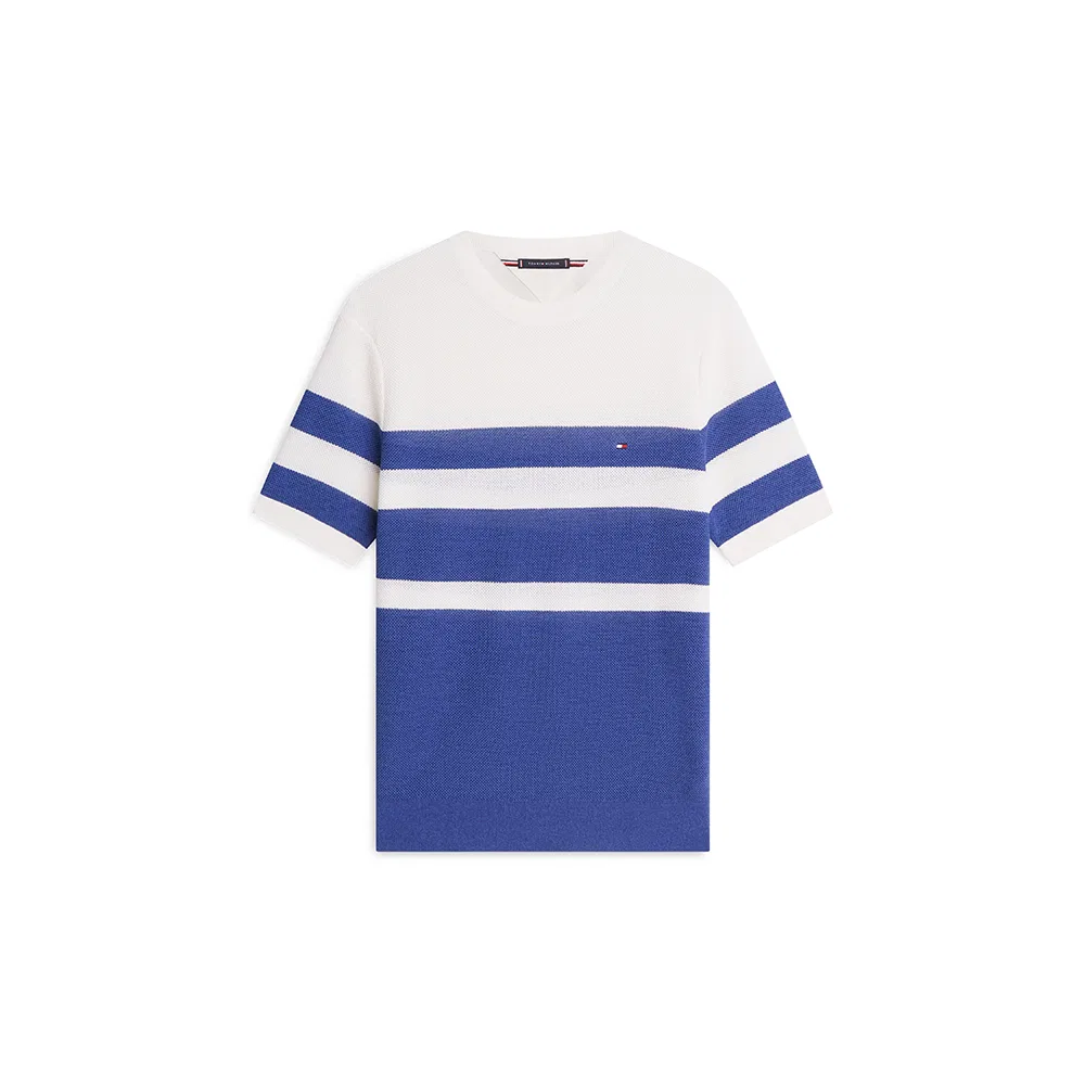 Мужской летний свитер с цветовыми блоками синий от Tommy Hilfiger — фото 2