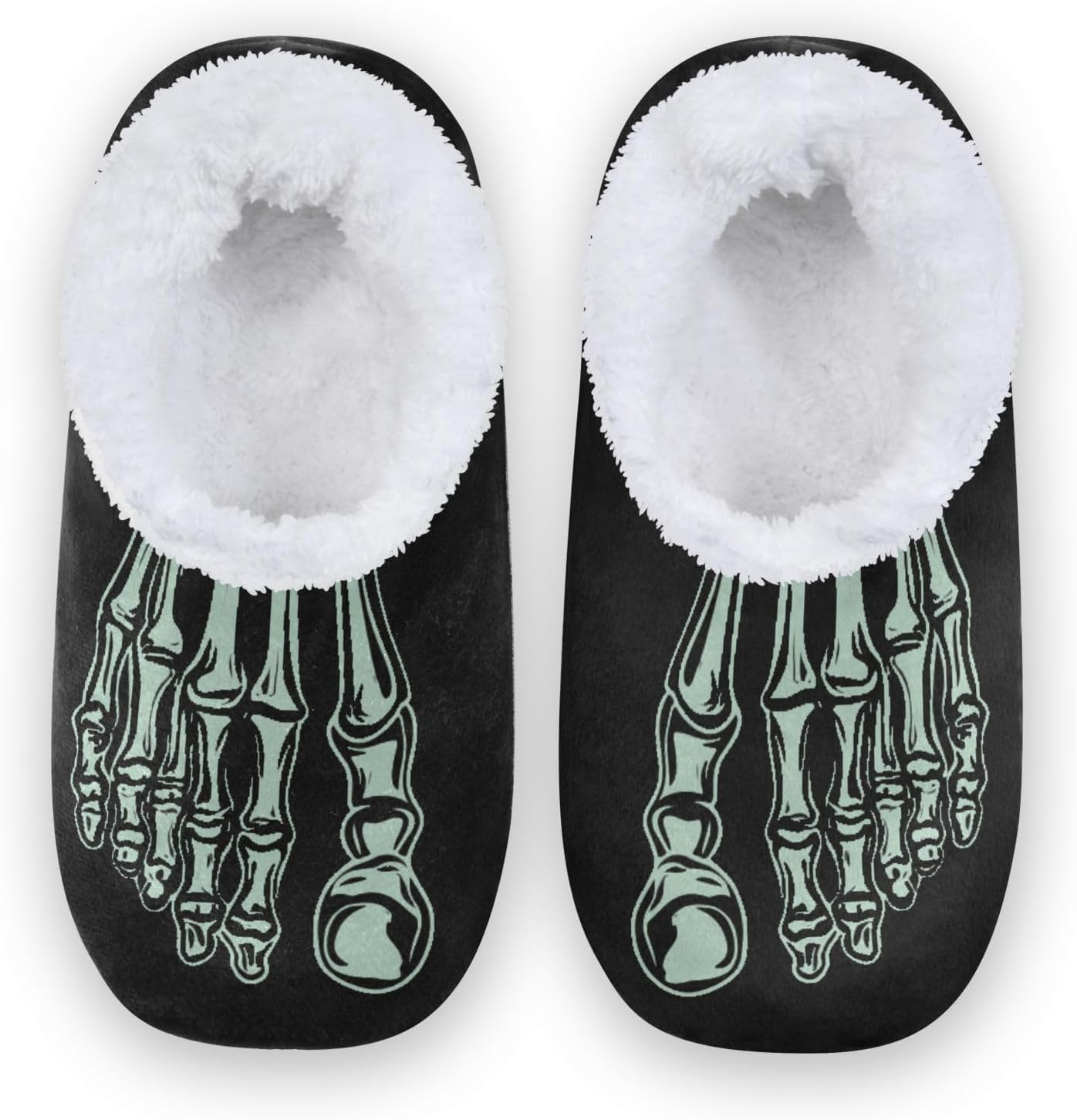 

Домашние зимние тапочки DOMIKING с рисунком скелета, пушистой нескользящей мягкой подошвой, уютные домашние тапочки для мужчин и женщин. Подходят как мужчинам, так и женщинам, зеленый