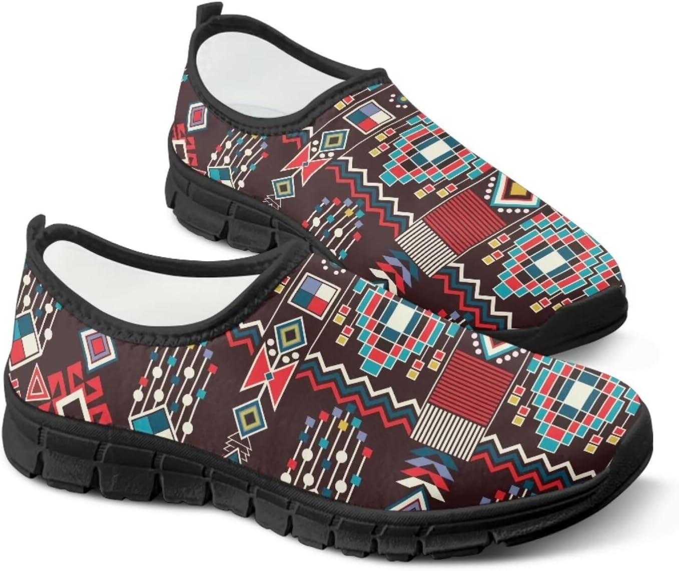 

Слипоны Binienty Vantage для мужчин и женщин, широкий размер, удобная подошва EVA, противоскользящие туфли, сетчатая обувь для улицы, Aztec Tribal