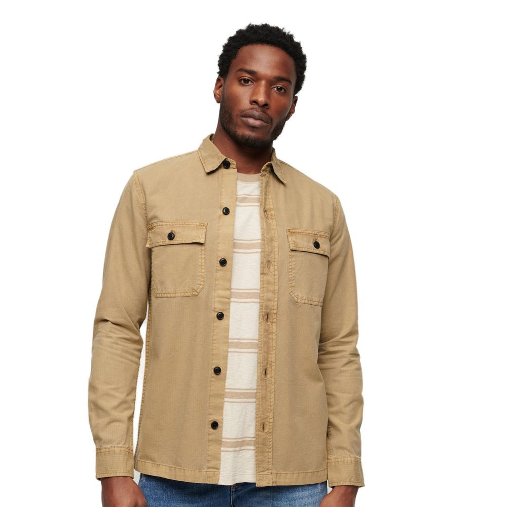 

Бежевая хлопковая рубашка Superdry.