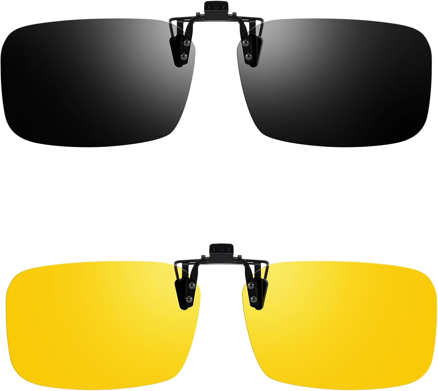 

Поляризованные солнцезащитные очки Trysee с зажимом для ношения поверх очков с диоптриями, защита UV400 (включая модели с откидной и неоткидной застежкой) TS-CO-309, 2pcs Black + Yellow - Flip Up