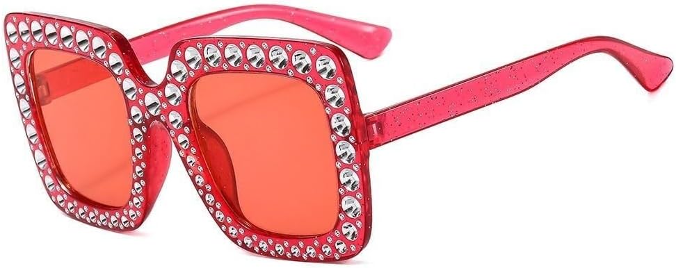 

Квадратные солнцезащитные очки со стразами для женщин, большие солнцезащитные очки с кристаллами, винтажные, с защитой от УФ-излучения UV400, в стиле уличной моды LXLHWN, One Color