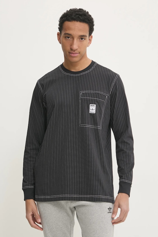 

Хлопковая рубашка Wabash с длинным рукавом Adidas Originals, черный
