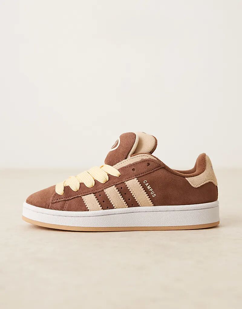 Двойные кроссовки Adidas Originals Campus 00 в коричневом и кремовом цветах — фото 2