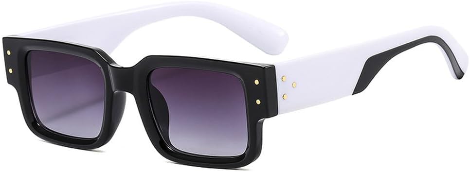 

Ретро квадратные женские двухцветные солнцезащитные очки с декоративными заклепками, защита от УФ-излучения UV400; модные мужские солнцезащитные очки с градиентным переходом цвета WNCKSQ, Black White Gray