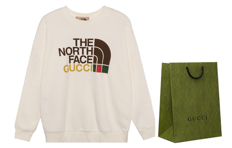 Футболка The North Face женская хлопковая оверсайз белая GUCCI, экрю — фото 3