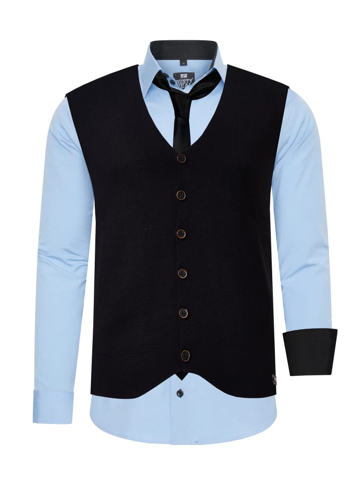 

Рубашка с жилетом и галстуком, комплект из 3 предметов, светло-голубого цвета Rusty Neal