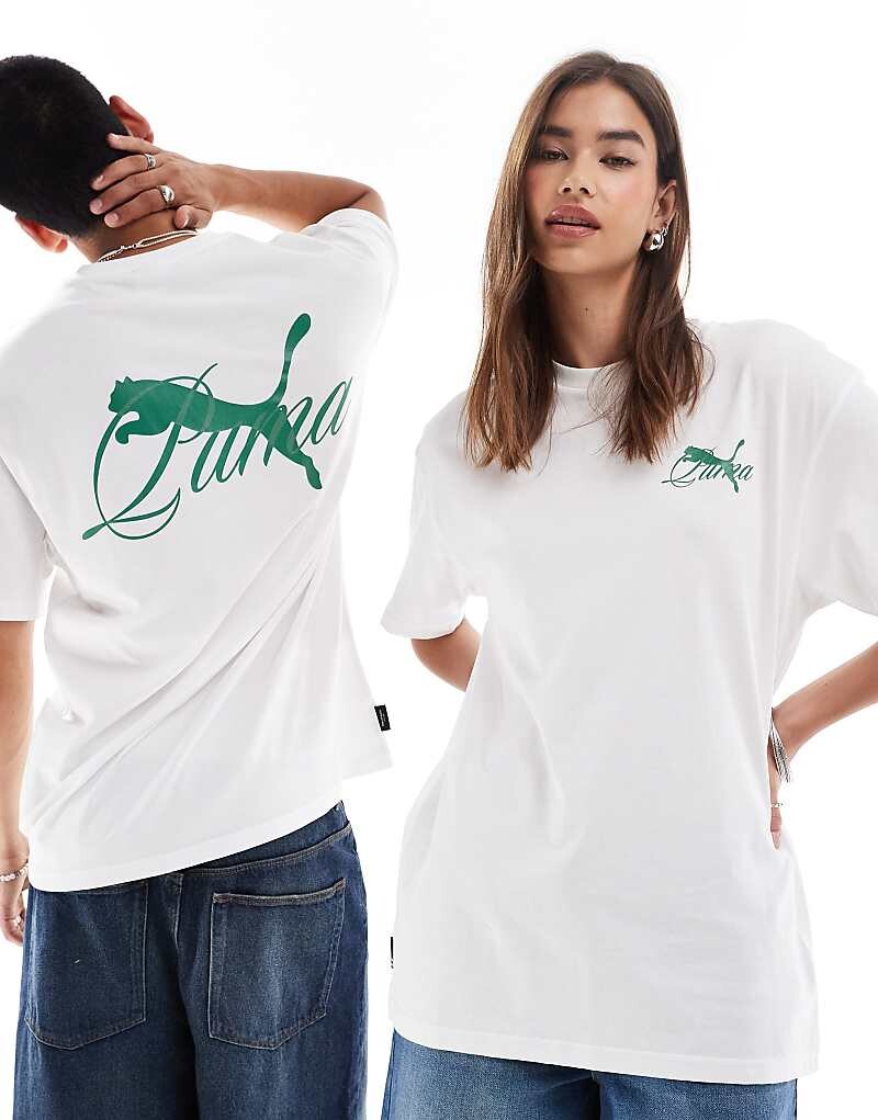 

PUMA Terrace – бело-зеленая футболка с принтом на спине