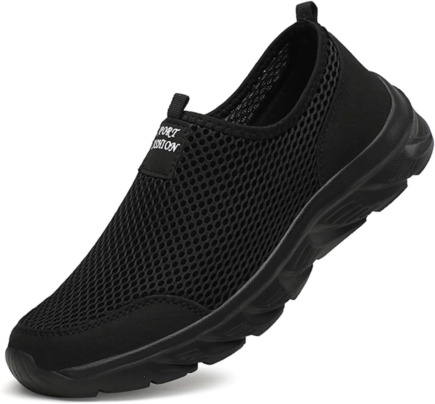 Спортивные кроссовки Herren Mesh Atmungsaktive Sommer Sneaker Бег Теннис Straßenlaufschuhe Bequeme Weich Laufschuhe Фитнес-студия Слипоны Turnschuhe Бег трусцой Walkingschuhe Wander Schlupfen Schuhe Generic, черный — фото 3