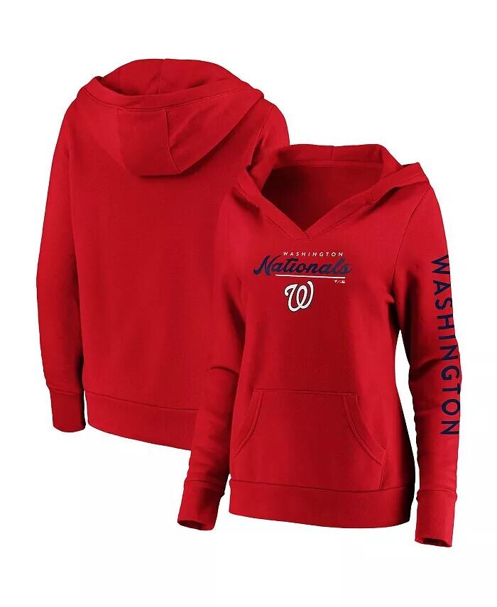 

Женский красный пуловер с капюшоном Washington Nationals Core High Class Crossover Fanatics