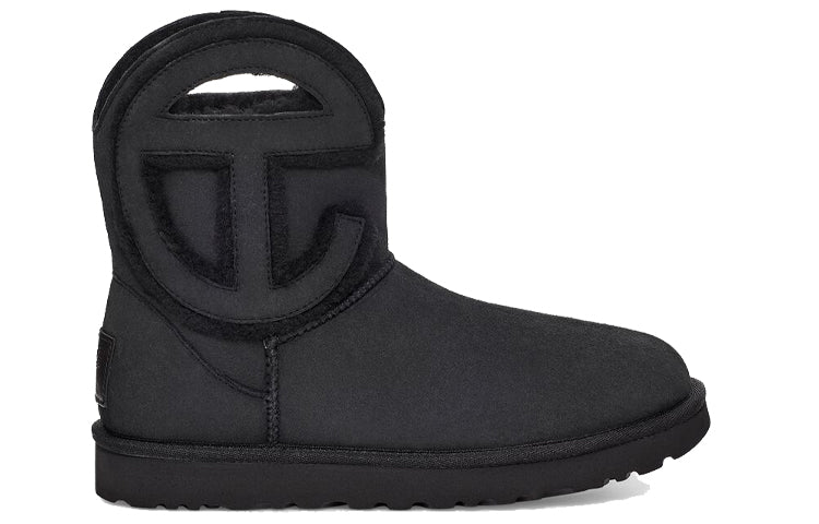 Угги зимние Telfar x UGG Logo Mini замшевые с аппликацией, черный — фото 3