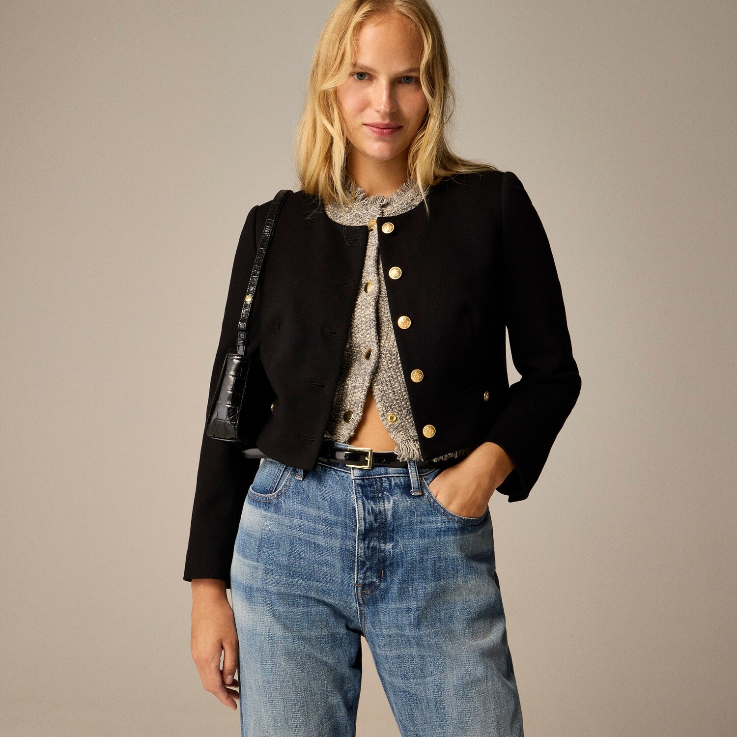 

Укороченная женская куртка из эластичного твила J.Crew, черный