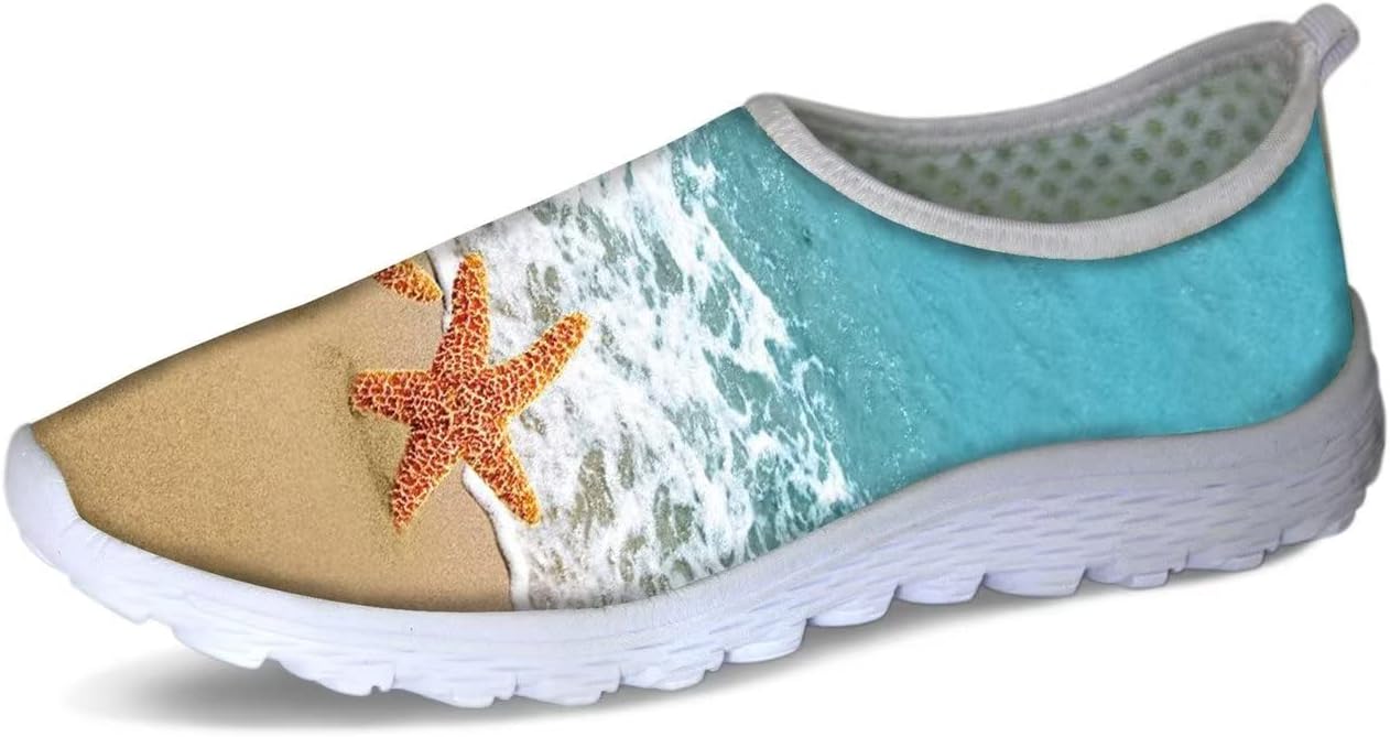 

Женские прогулочные кроссовки Forchrinse Music Note, мужские слипоны GO Walk с мягкой сеткой, легкая рабочая обувь, Starfish on Beach