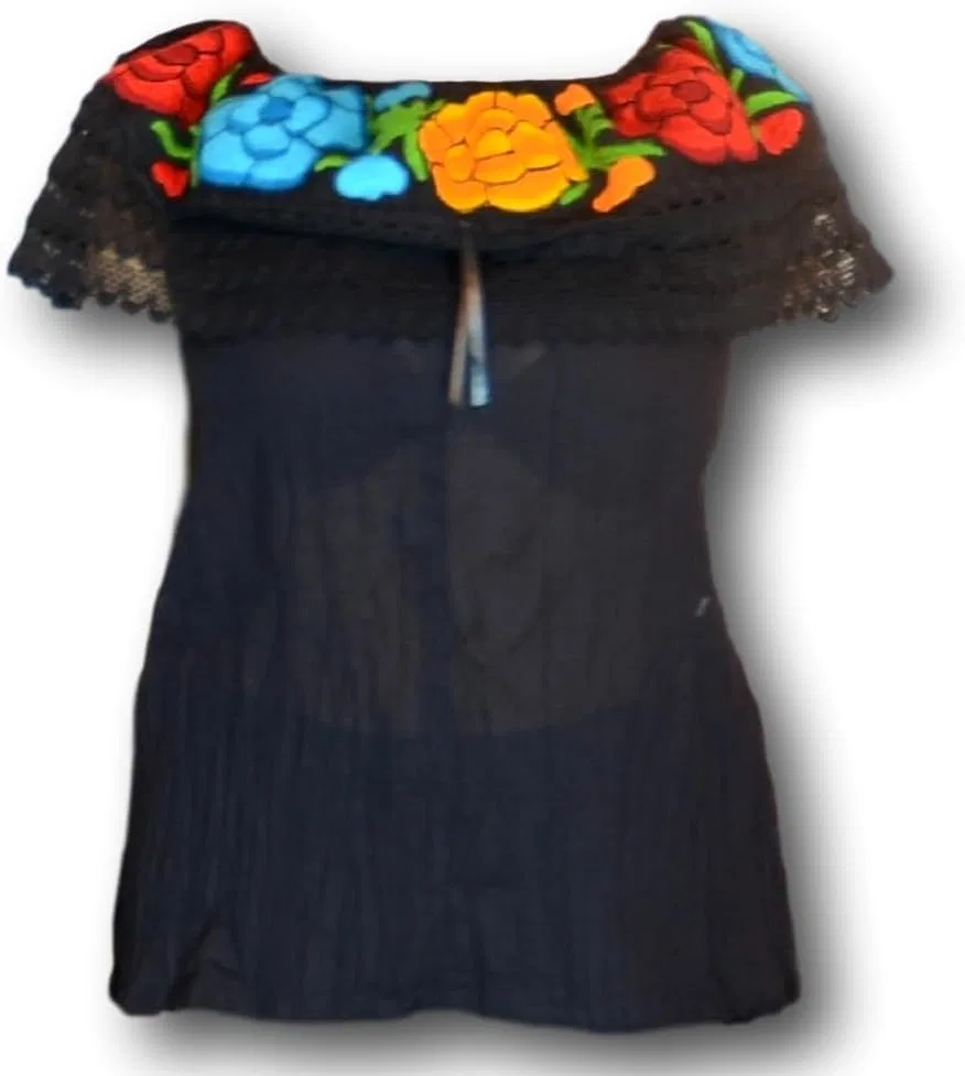 Блуза с вышивкой, традиционная мексиканская, Peasant Top, желтый — фото 3