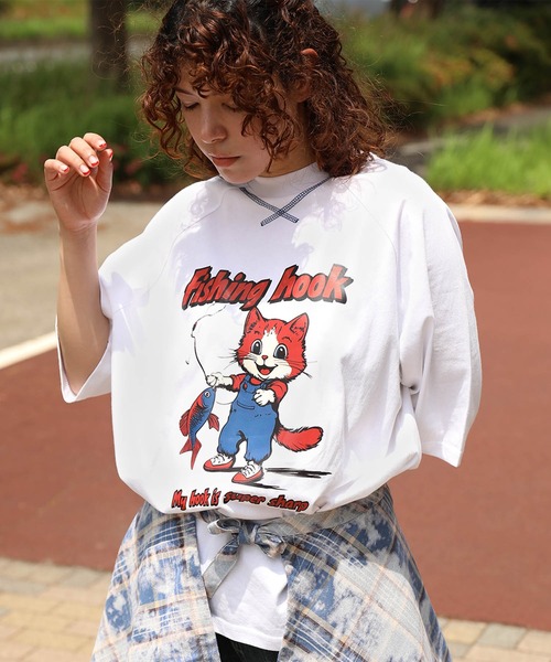 

Футболка с принтом, рукава реглан HOOK, белый