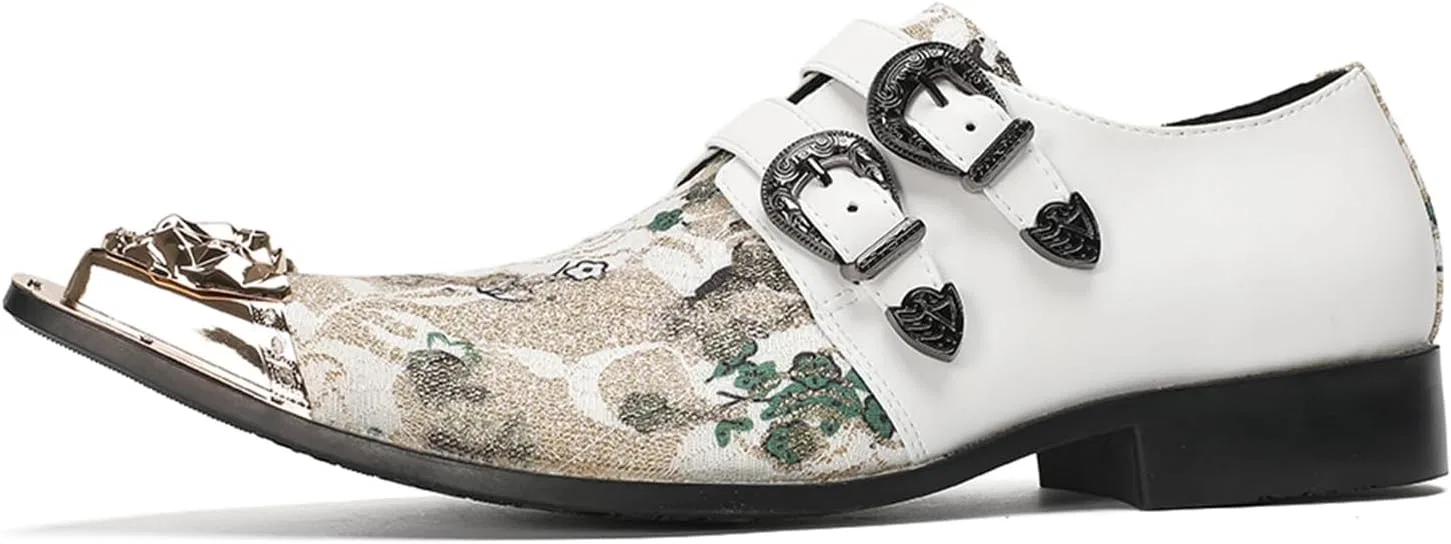 Кроссовки Shoes for Men, Comfort Metal Toe Shoes, Personality Performance Breathable Leisure Fashion Shoes for Party Casual Nightclub Skirt HGTREDPK, White — фото 2