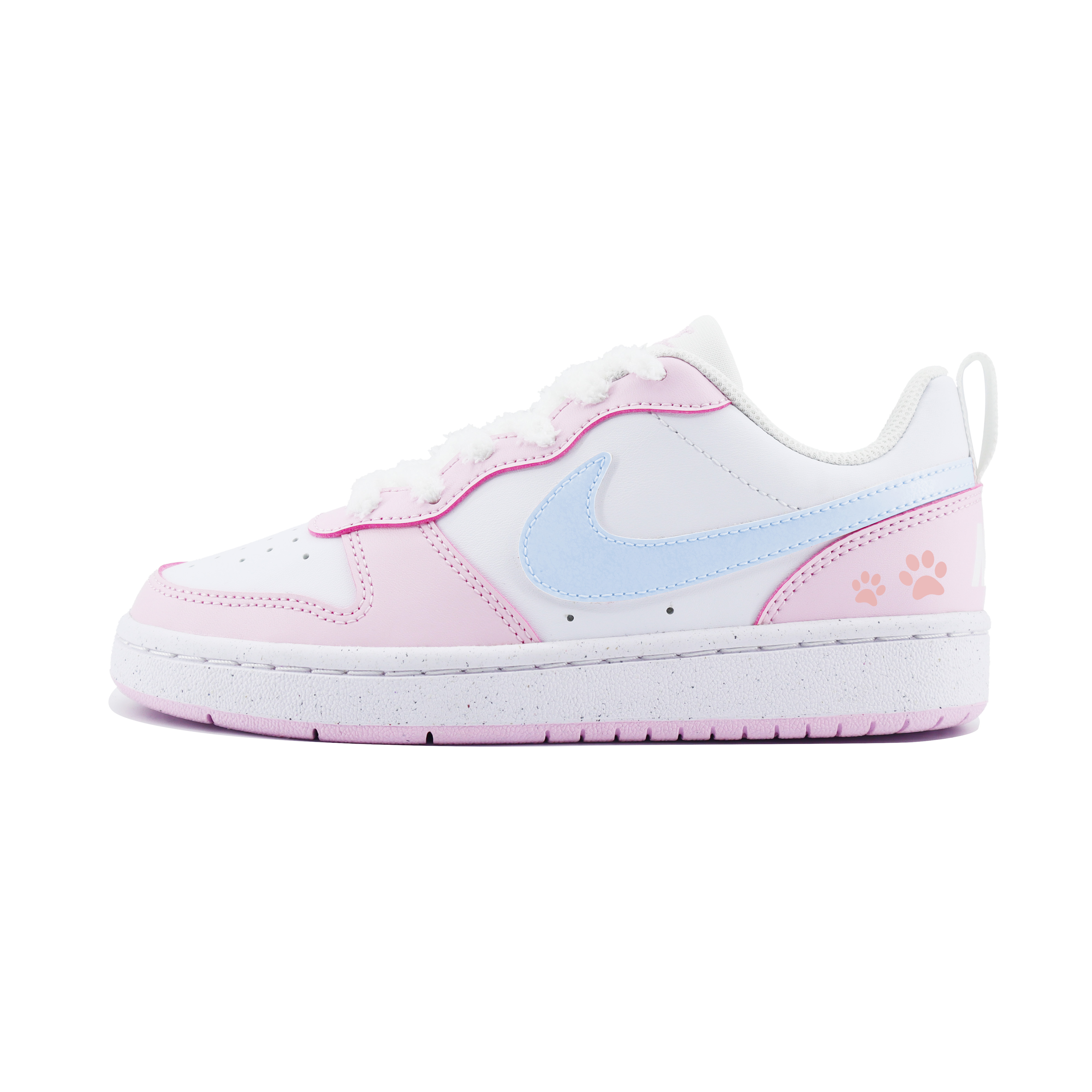 

Кроссовки Court Borough Cute Cat Paw с нескользящей подошвой, износостойкие, для детей и подростков Nike, белый/розовый