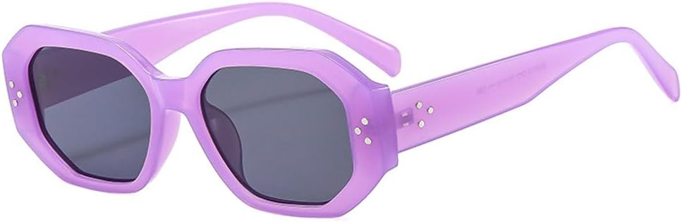 

Популярные модные многоугольные мужские солнцезащитные очки желейного цвета с защитой от УФ-излучения UV400, ретро-стиль и декоративными заклепками, женские солнцезащитные очки TYUVIVO, Jelly Purple Grey