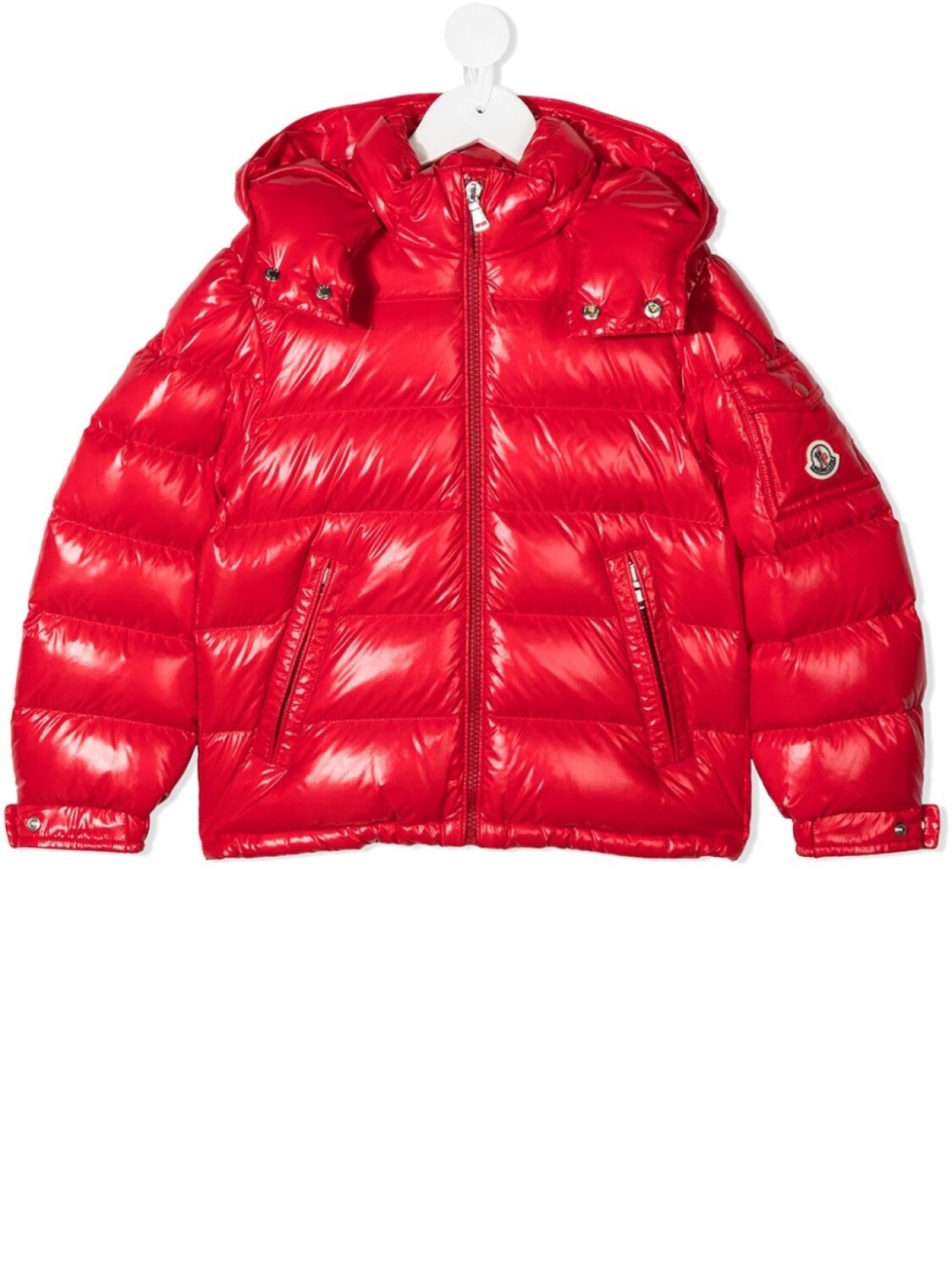 

Moncler Enfant глянцевый пуховик, красный