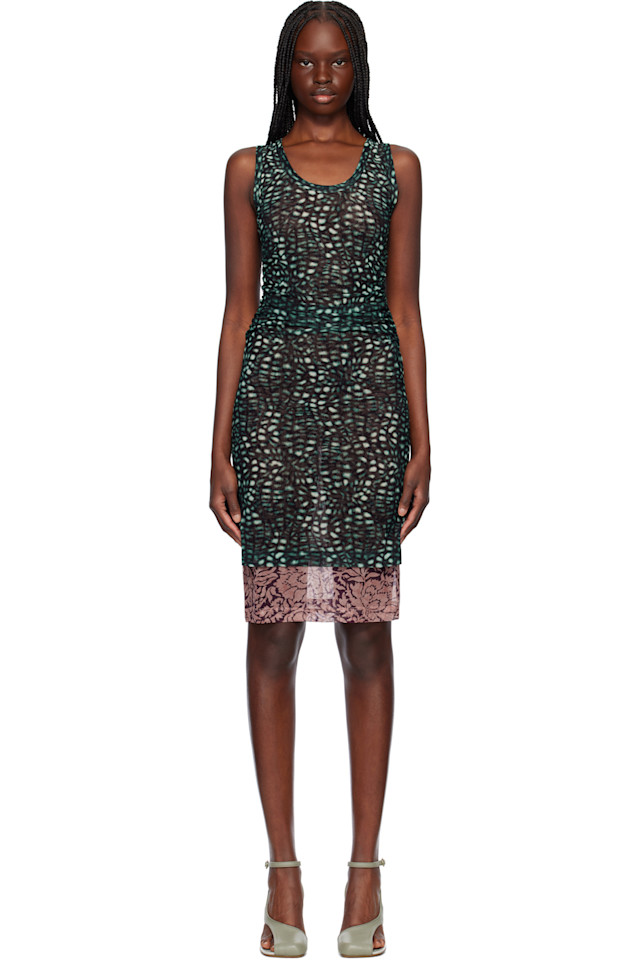 

Печатное платье миди Dries Van Noten, цвет malachite