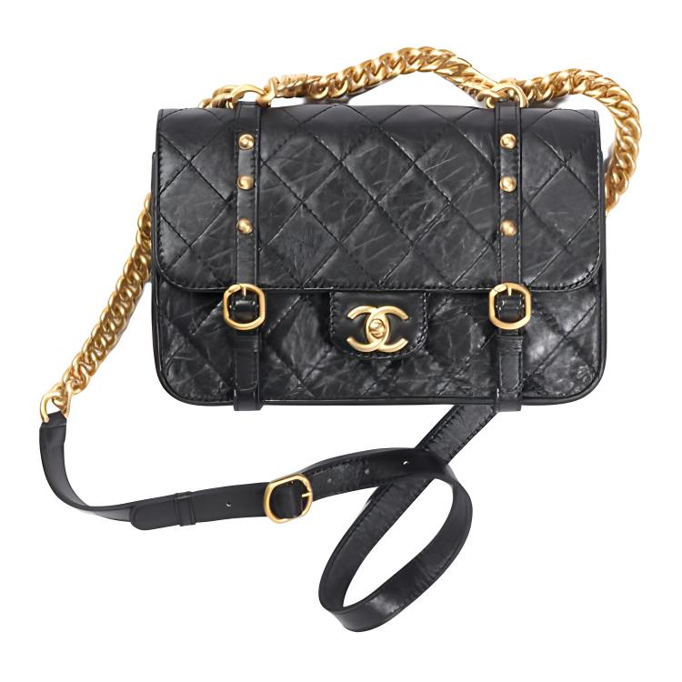 

CHANEL Женская черная кожаная сумка через плечо