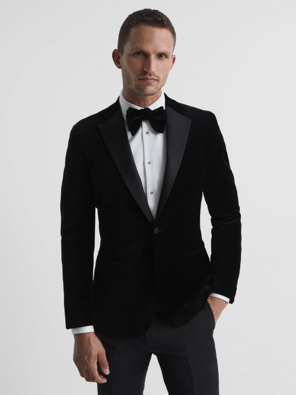 

Бархатный вечерний пиджак Reiss Ace, черный