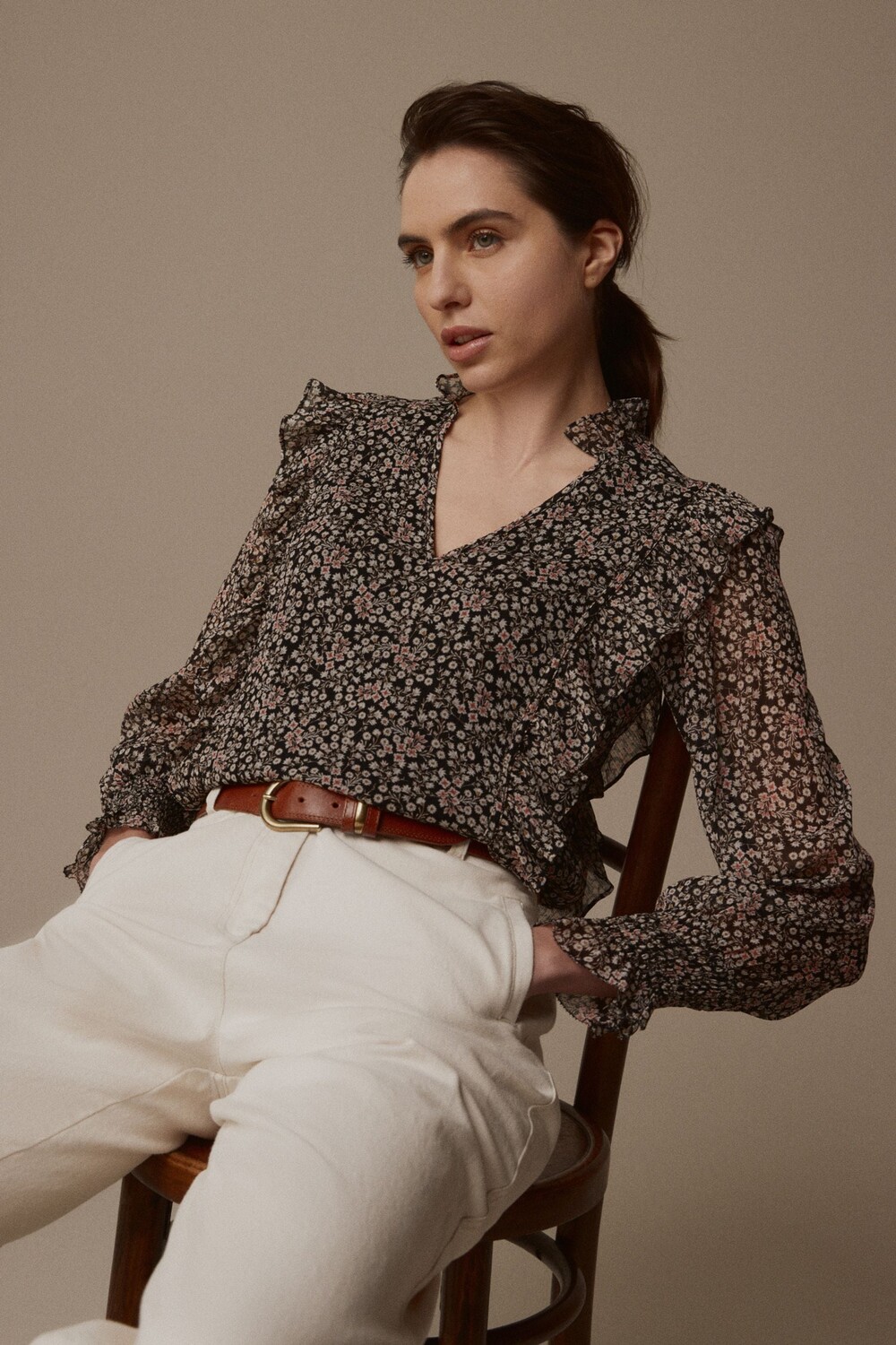 

Блузка из шифона с оборками в стиле Морстон Laura Ashley, черный
