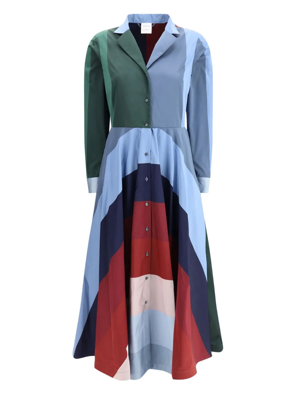 

Расклешенное платье-рубашка со вставками Sara Roka, синий