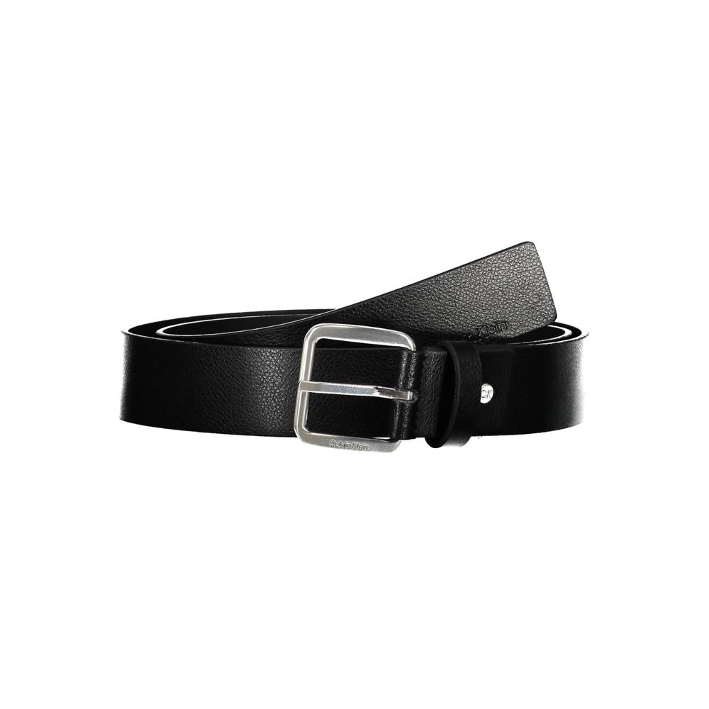 

Элегантный черный кожаный ремень с металлической пряжкой Calvin Klein