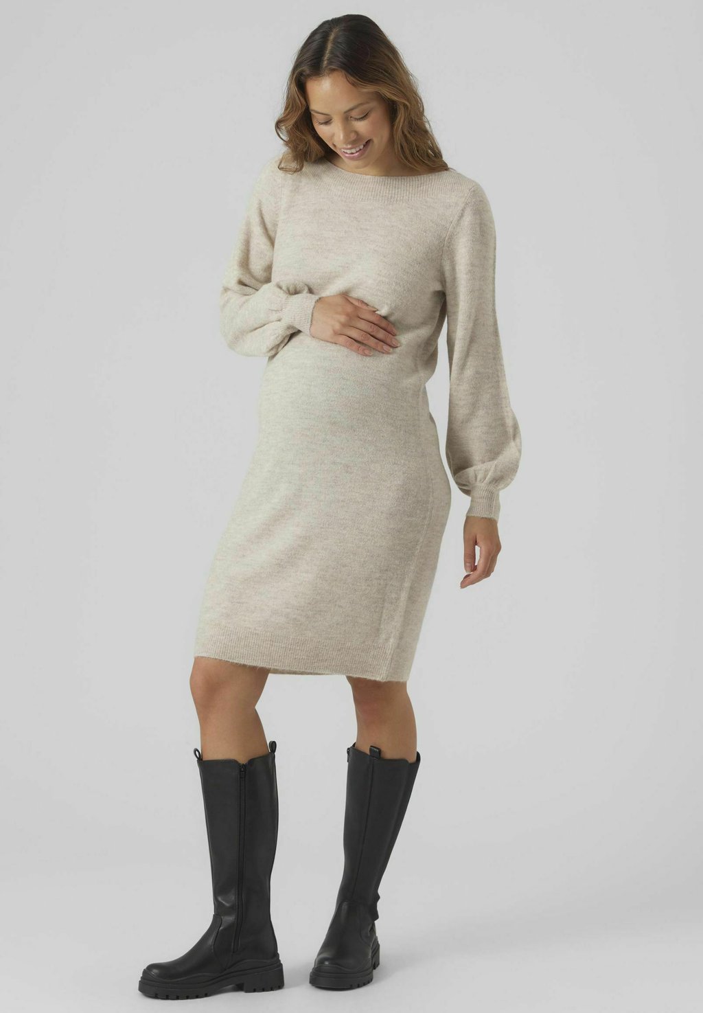 

Платье-джемпер VMMLEFILE BALLOON LS BOATNECK Vero Moda, бежевый