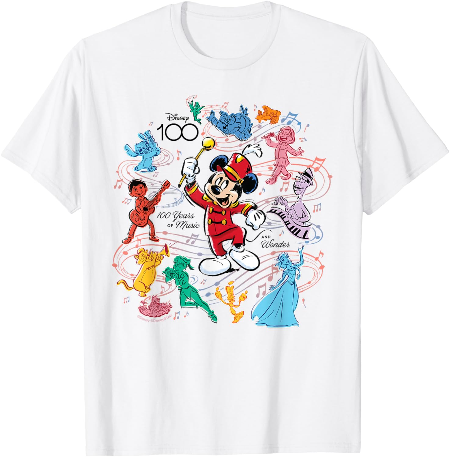 

Футболка Disney 100 Years Music and Wonder Mickey Color Fill D100, белая