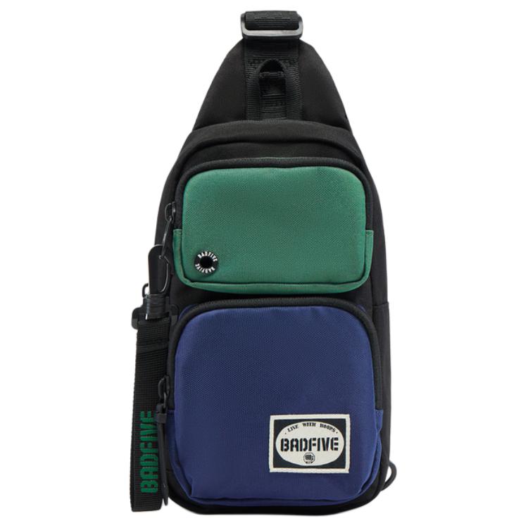 

LINING Полиэстеровая сумка через плечо BadFive, слинг-бэг унисекс black & juniper green & dusk blue