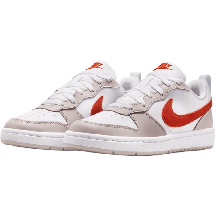Nike Детские скейтбордные кроссовки Court Borough, белые с красными виски для подростков — фото 4