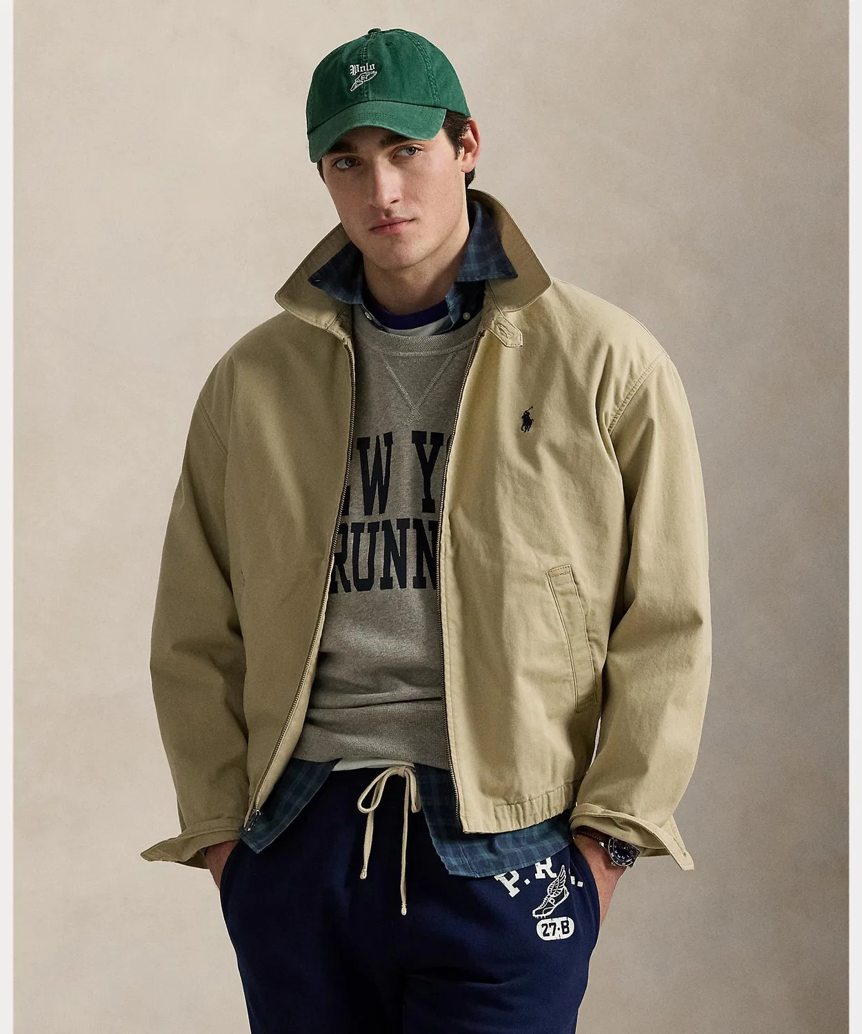 Куртка большая Polo Ralph Lauren из хлопкового твила, оверсайз, коричневая