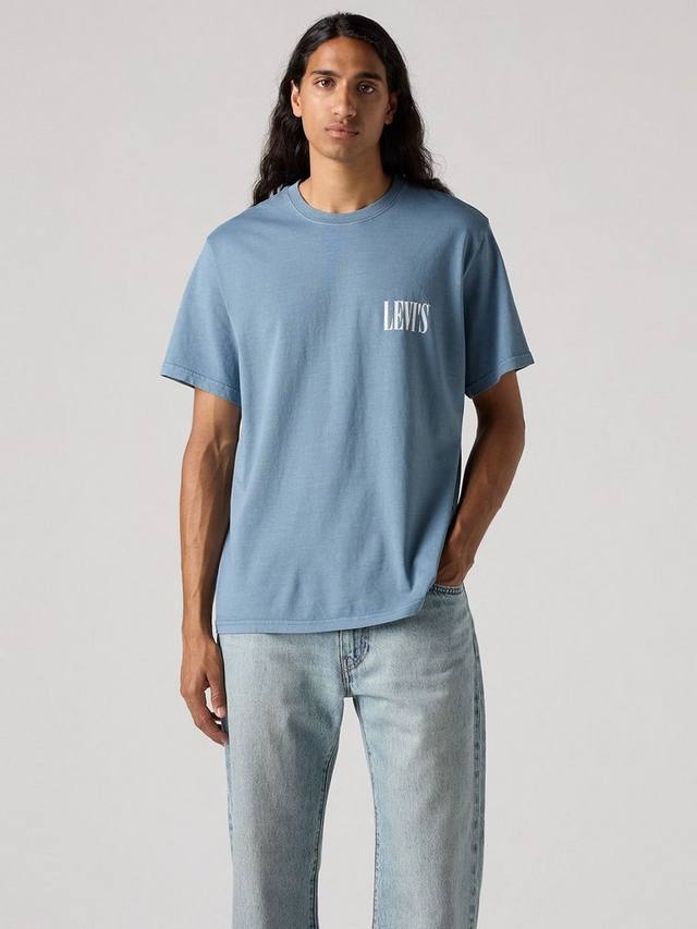 

Хлопчатобумажная футболка свободного кроя с логотипом с коротким рукавом Levi's, светло-синий