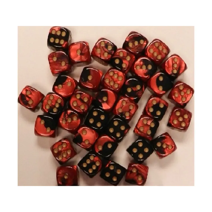 

d6 12 мм черный и красный с золотом (36), Dice - Gemini - d6 12mm (Chessex)