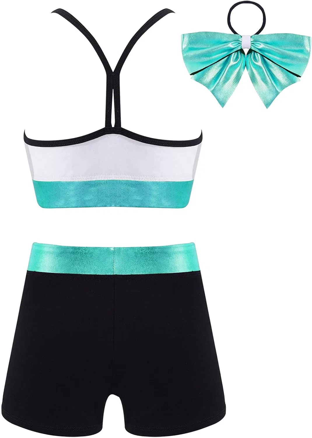 Детский спортивный комплект из топа и шорт Moggemol, 3 предмета, Mint Green — фото 2