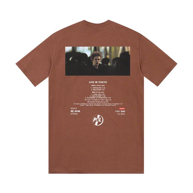 Футболка Supreme x PiL Live In Tokyo Tee Brown, коричневый — фото 2