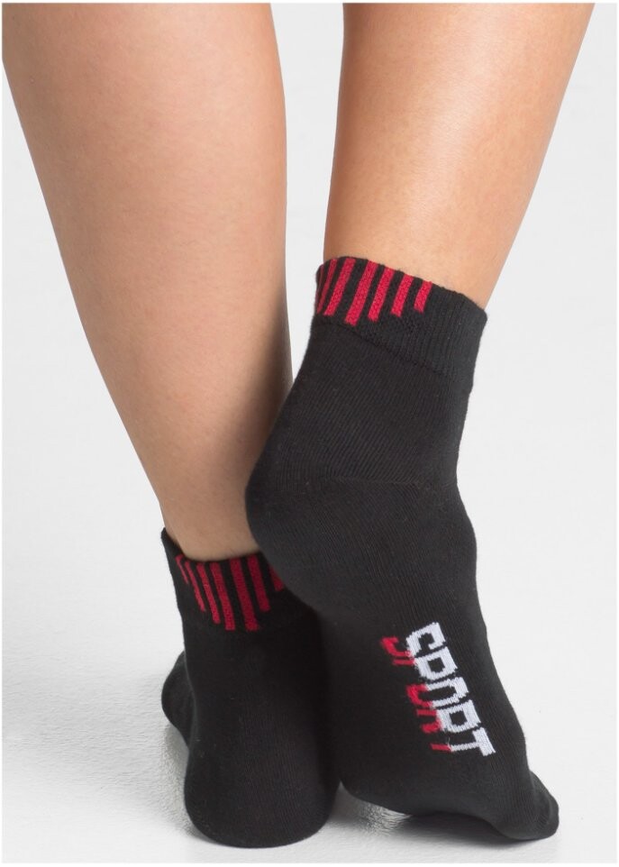 Спортивные носки с надписью (5 шт в упаковке) из натурального хлопка Bpc Bonprix Collection, черный — фото 4