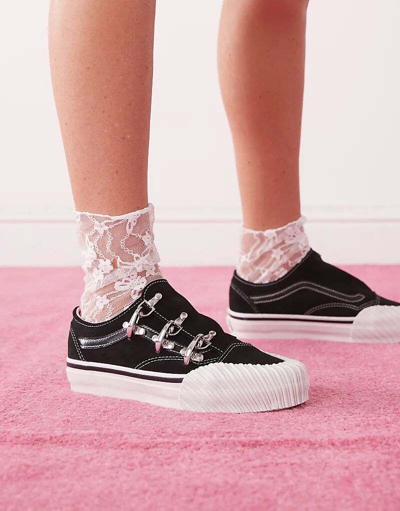 Кроссовки Vans Premium old skool с завязками в черно-белом цвете — фото 2